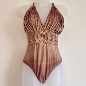 Acqua Luxe Swimsuit One Piece Boho Swimwear Woven Criss Cross Straps